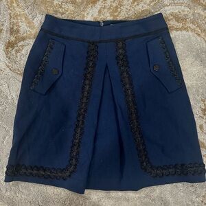 Rachel Roy Navy Blue Mini Skirt w Black Lace Detail Size 0
